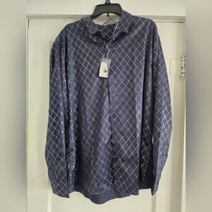 NWT Men's Navy and Metallic Button Up Shirt